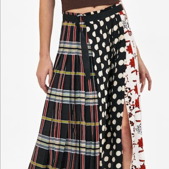 plaid patchwork skirt zara
